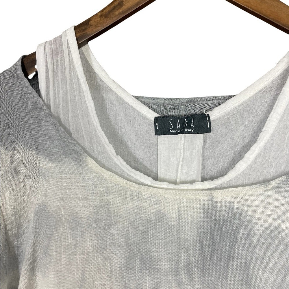 Saga | Made in Italy Linen Hanky Dress Layered Ombre Tie Dye Handkerchief Dress - Picture 9 of 9